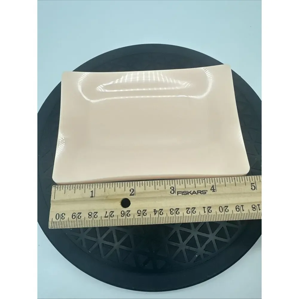 Vintage 70’s Lucite /Acrylic Light Salmon Pedestal Bar Soap Holder EUC